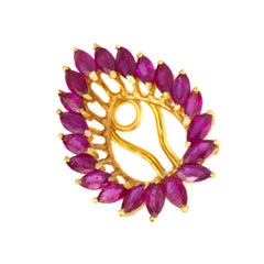 Ruby Marquise Cluster Open Teardrop Earrings