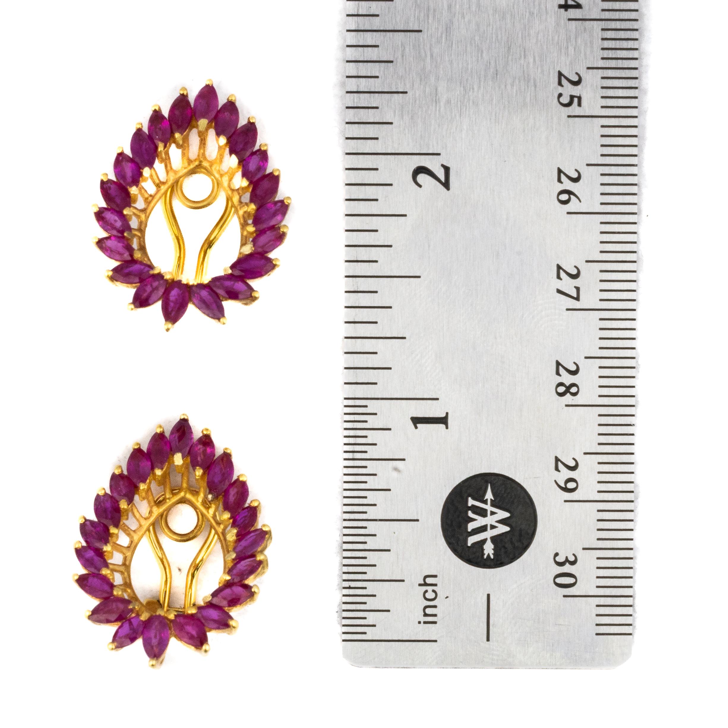 Marquise Cut Ruby Marquise Cluster Open Teardrop Earrings For Sale