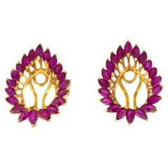 Ruby Marquise Cluster Open Teardrop Earrings