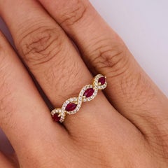 Ruby Marquise Diamond Twist Band in 14K Yellow Gold, 0.76 Carats LR52021 LV