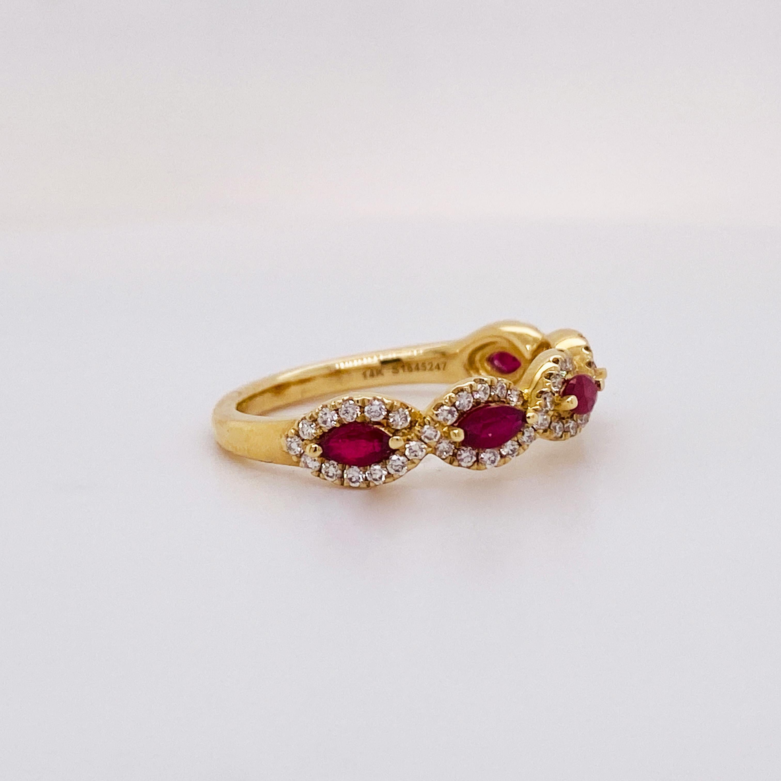 For Sale:  Ruby Marquise Diamond Twist Band in 14K Yellow Gold, 0.76 Carats LR52021 LV 4