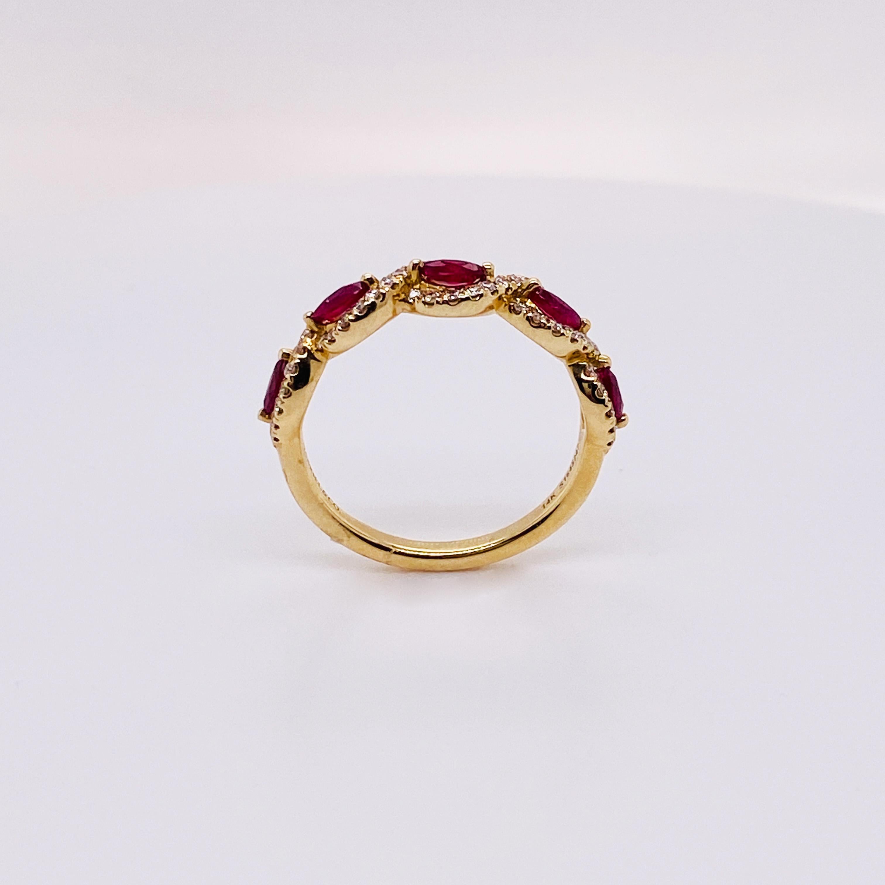 For Sale:  Ruby Marquise Diamond Twist Band in 14K Yellow Gold, 0.76 Carats LR52021 LV 5