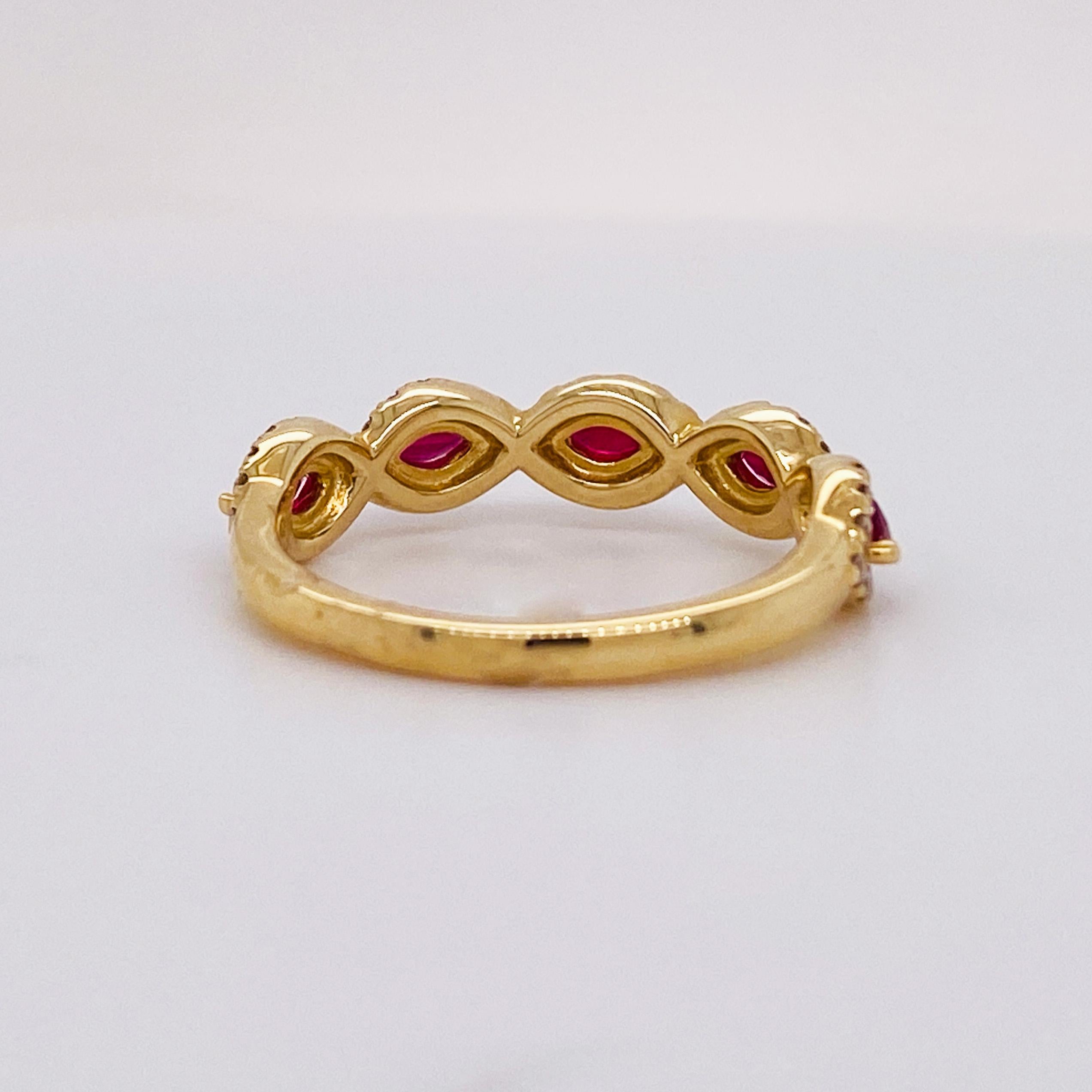 For Sale:  Ruby Marquise Diamond Twist Band in 14K Yellow Gold, 0.76 Carats LR52021 LV 6