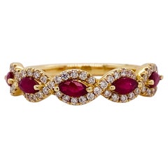 Ruby Marquise Diamond Twist Band in 14K Yellow Gold, 0.76 Carats LR52021 LV