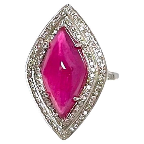 Ruby Marquise with Pave Diamonds Pave Diamonds Paradizia Ring (Retake pics) For Sale