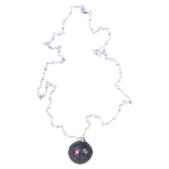 Rubin Medaille Perlenkette Heiliges Herz Silber Kette J Dauphin