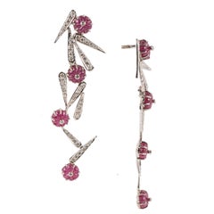 Ruby Melon Carved Necklace with Matching Earrings