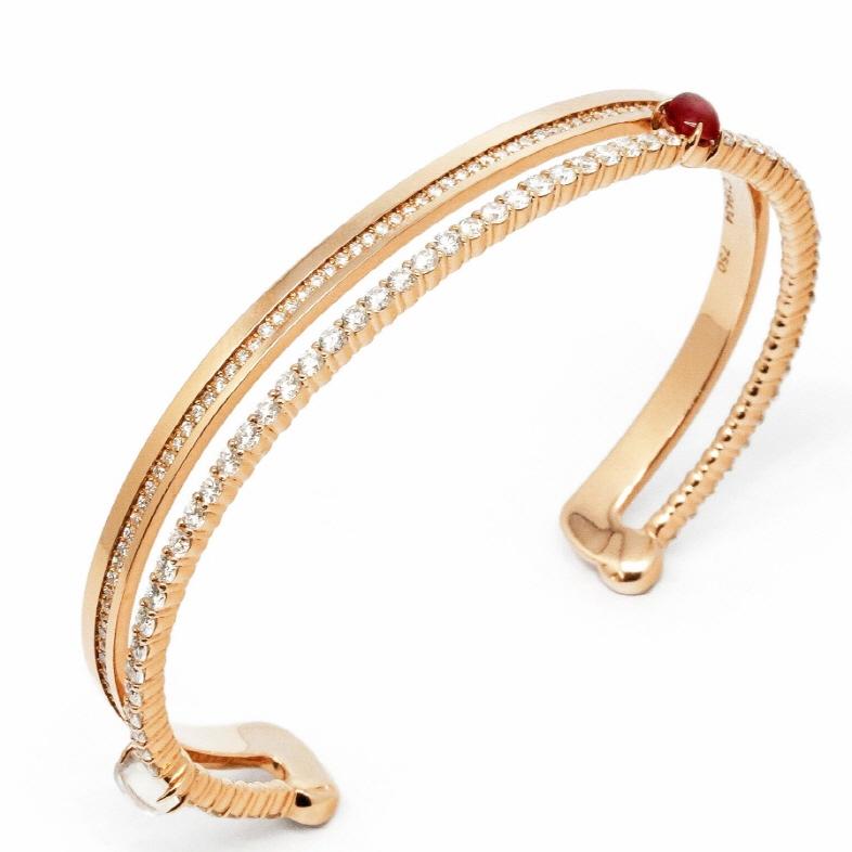 Women's White Diamond & Ruby, Moon stone point  Bangles Bracelets  ( size L ) For Sale
