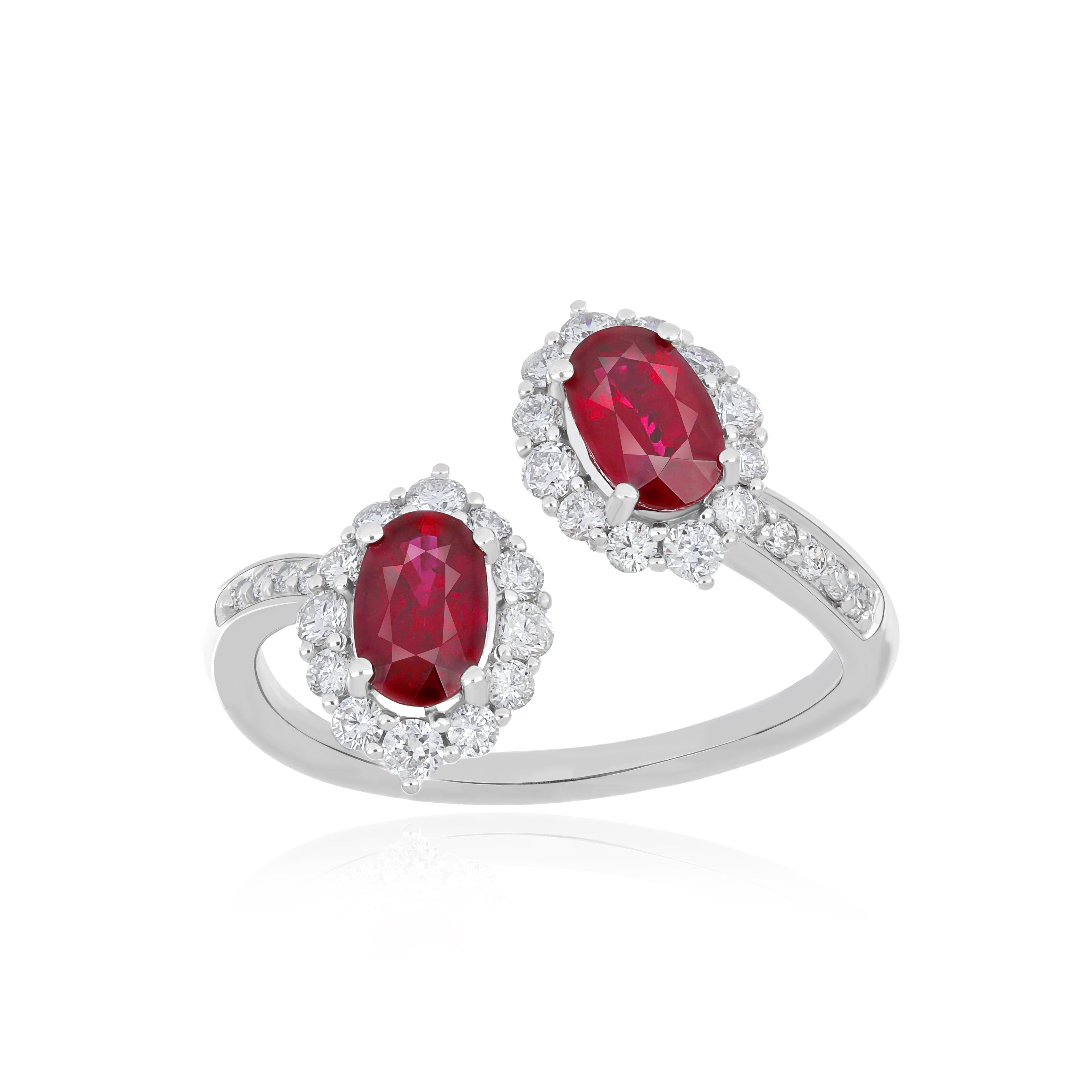 For Sale:  Ruby Mozambique and Diamond Ring 18 Karat White Gold 3