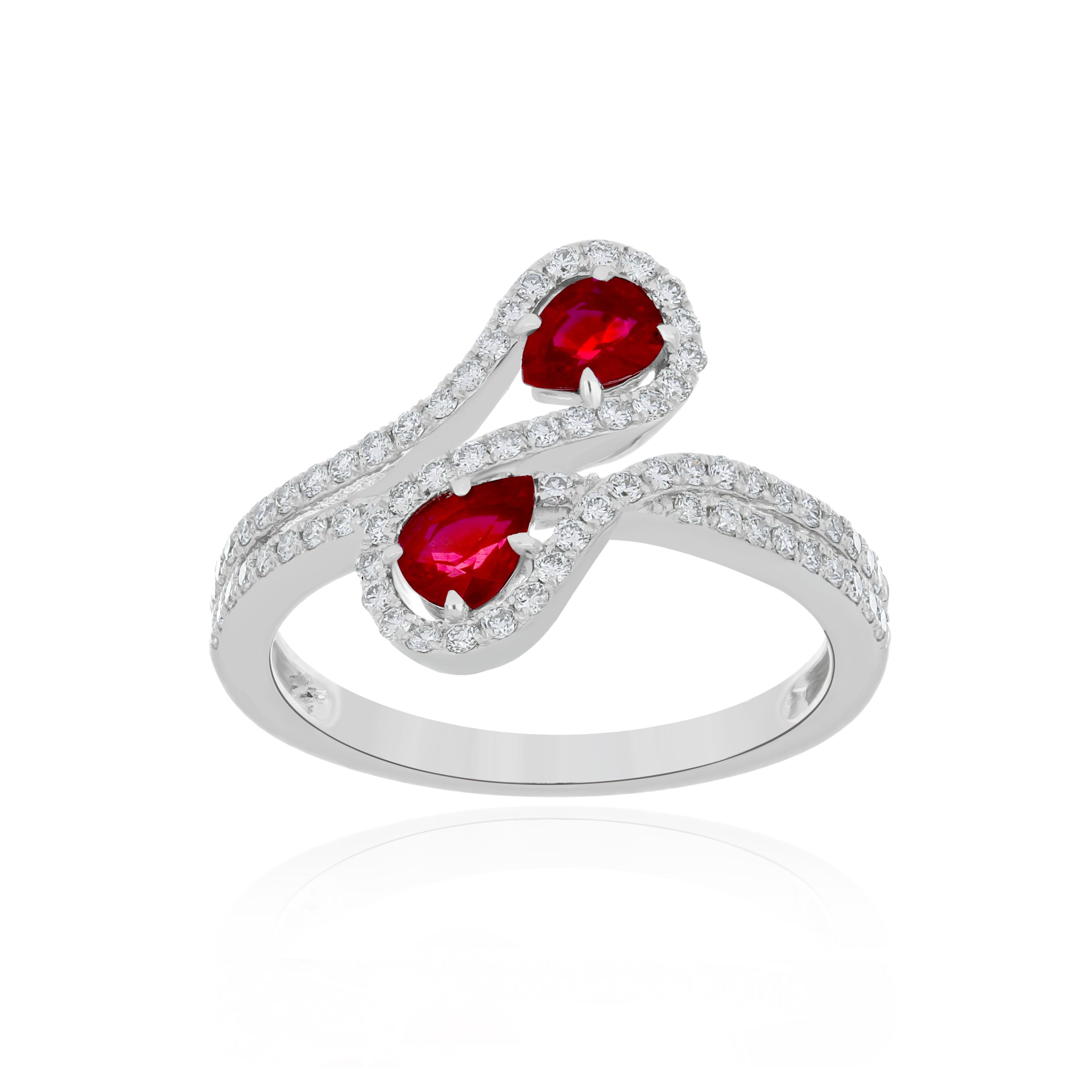 For Sale:  Ruby Mozambique and Diamond Ring 18 Karat White Gold Jewelry Handcraft Ring 2