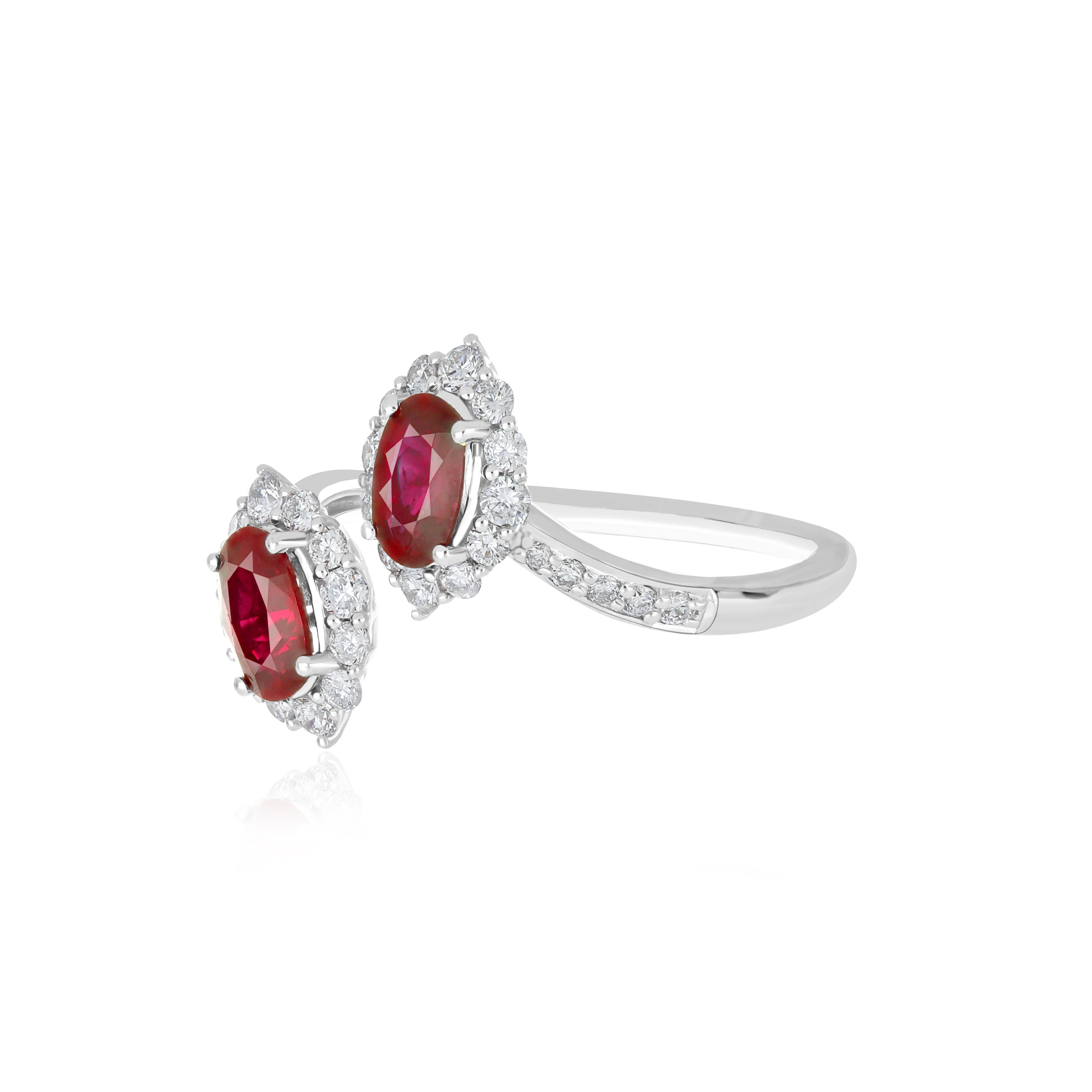 For Sale:  Ruby Mozambique and Diamond Ring 18 Karat White Gold 4