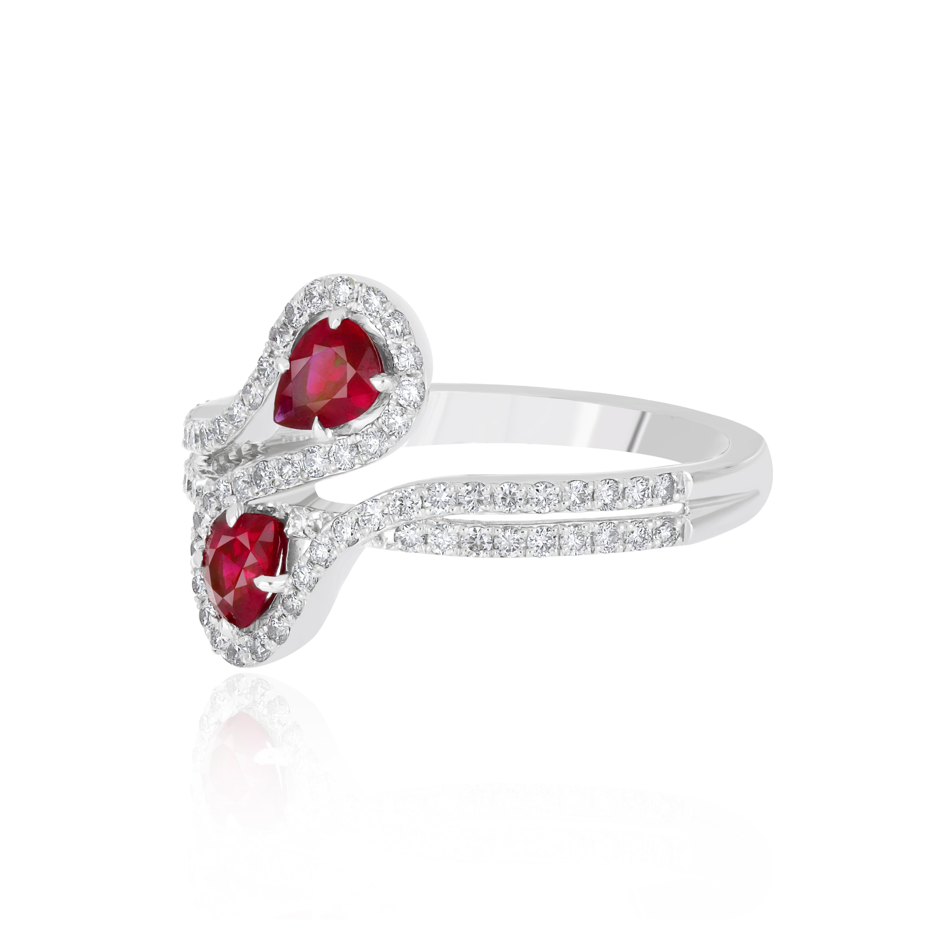 For Sale:  Ruby Mozambique and Diamond Ring 18 Karat White Gold Jewelry Handcraft Ring 3