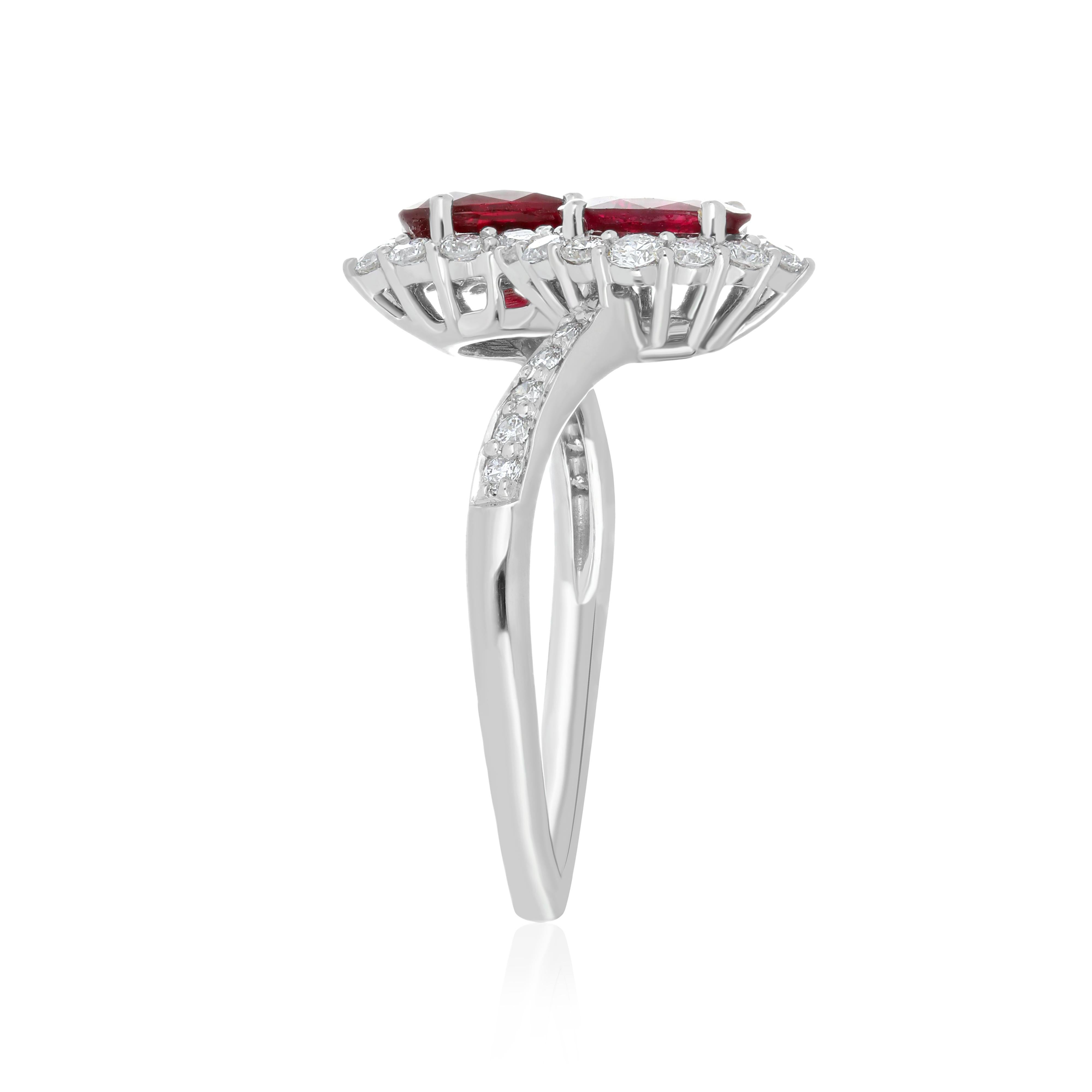 For Sale:  Ruby Mozambique and Diamond Ring 18 Karat White Gold 5