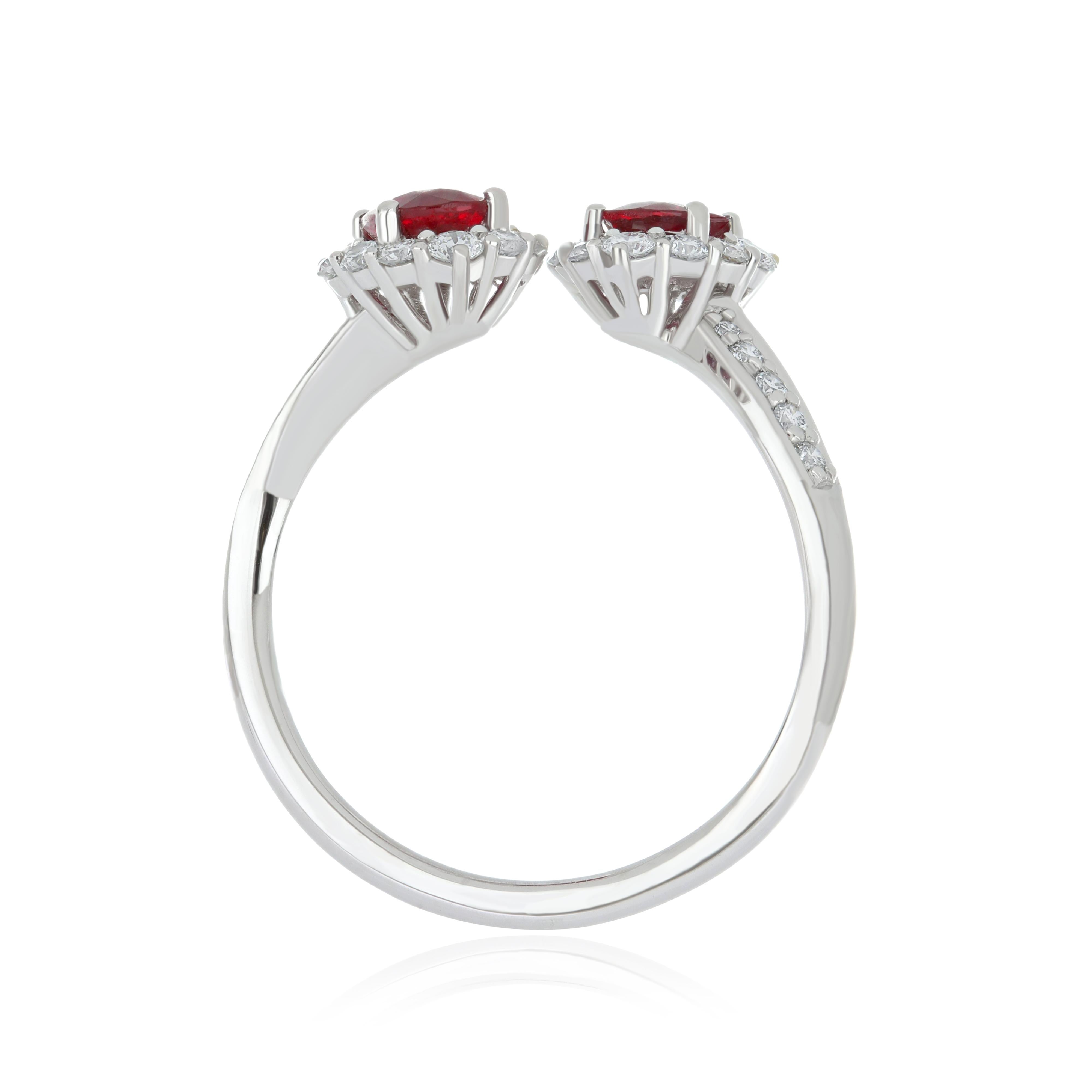 For Sale:  Ruby Mozambique and Diamond Ring 18 Karat White Gold 6