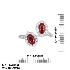 Ruby Mozambique and Diamond Ring 18 Karat White Gold