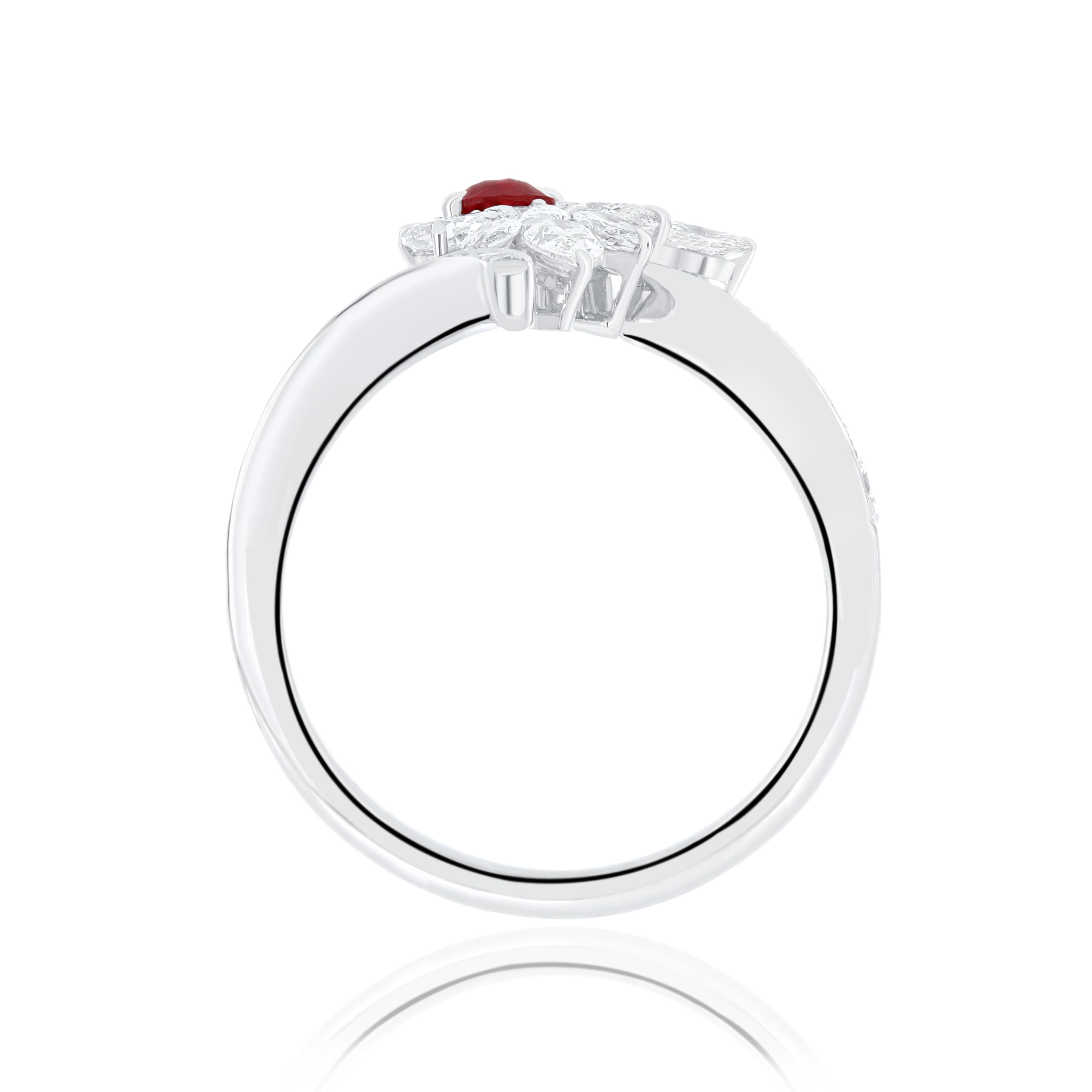 Ruby Mozambique and Diamond 18 Karat White Gold Wedding and Engagement Gift Ring For Sale 1