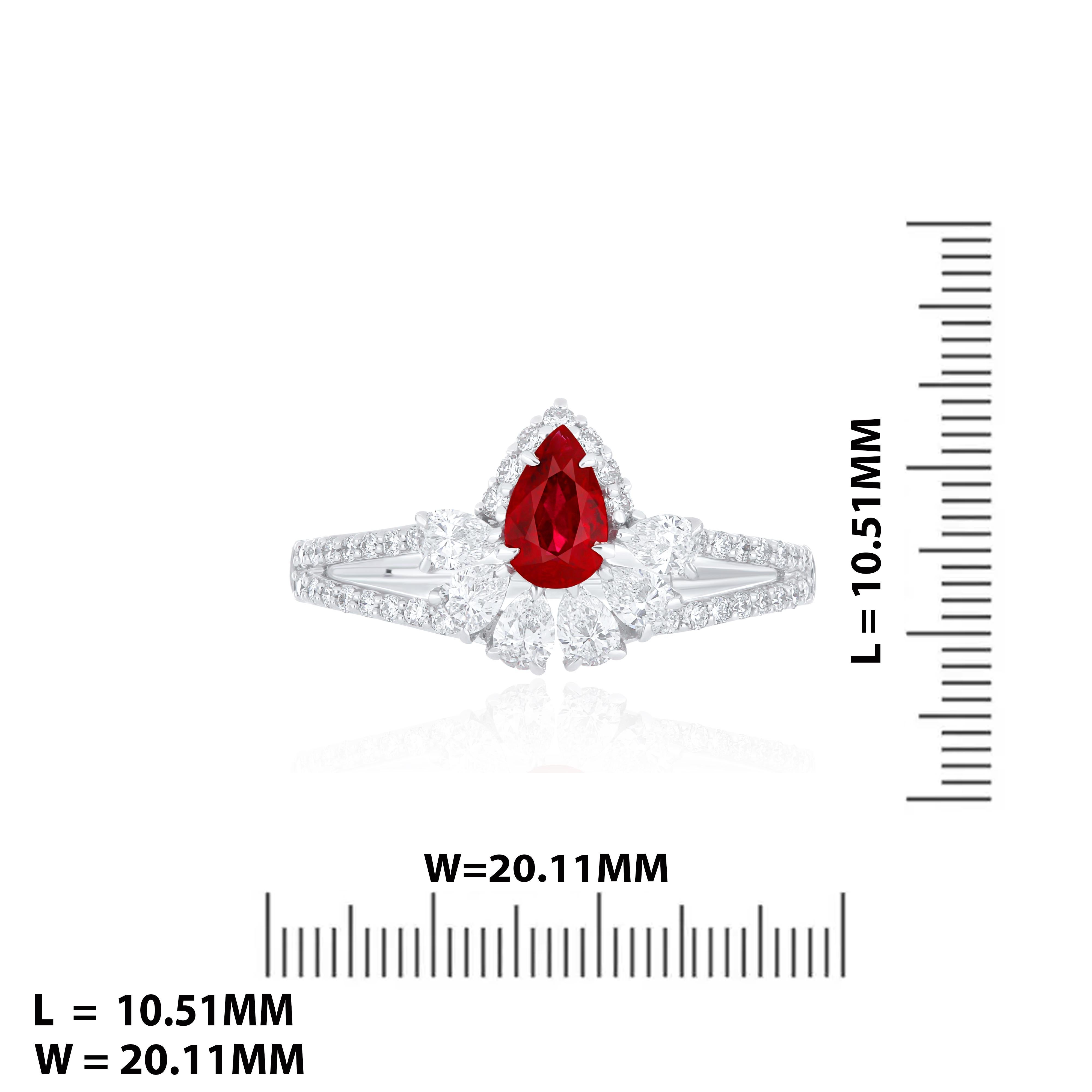 Ruby Mozambique and Diamond Ring 18 Karat White Gold handcraft Jewelry Ring For Sale 2