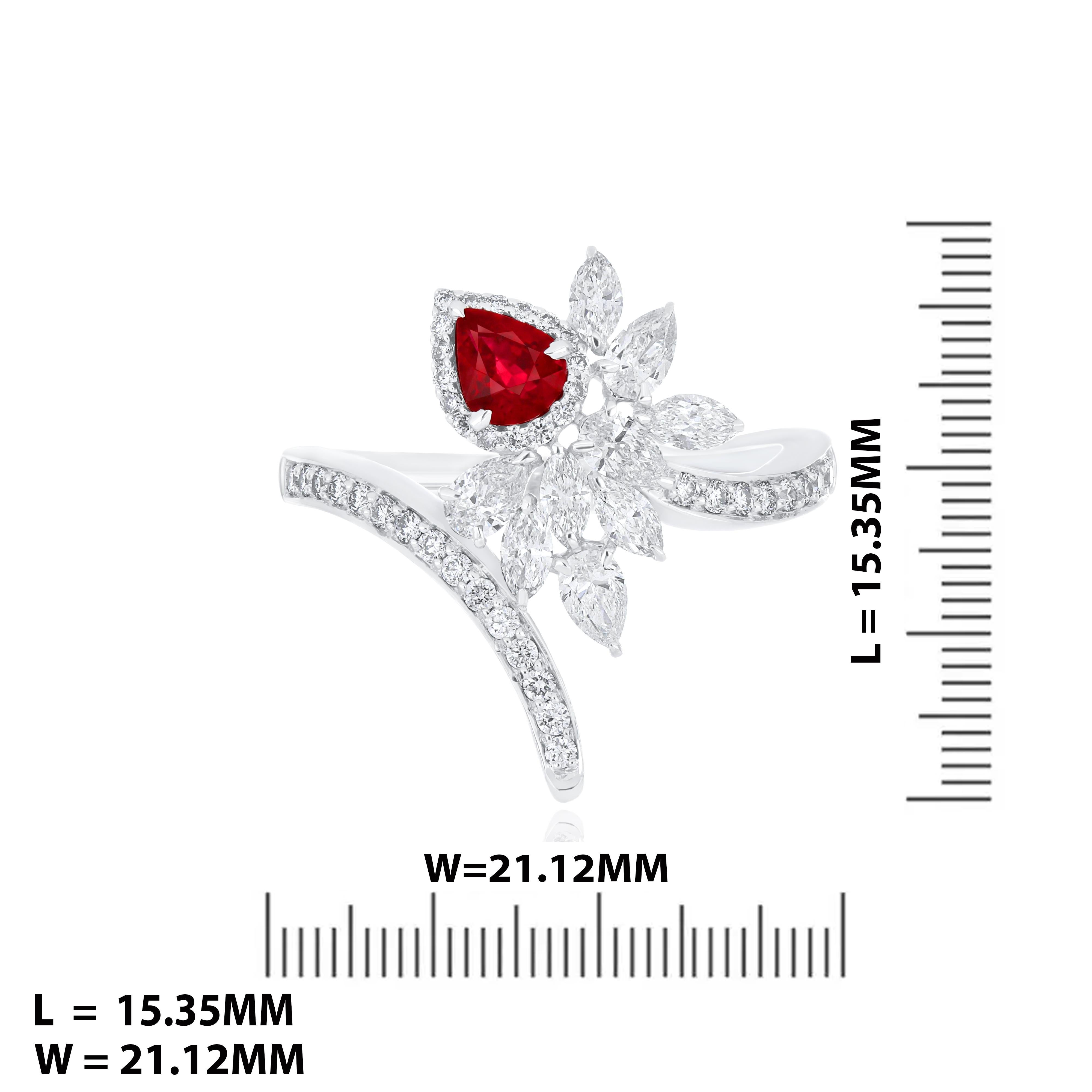Ruby Mozambique and Diamond 18 Karat White Gold Wedding and Engagement Gift Ring For Sale 3