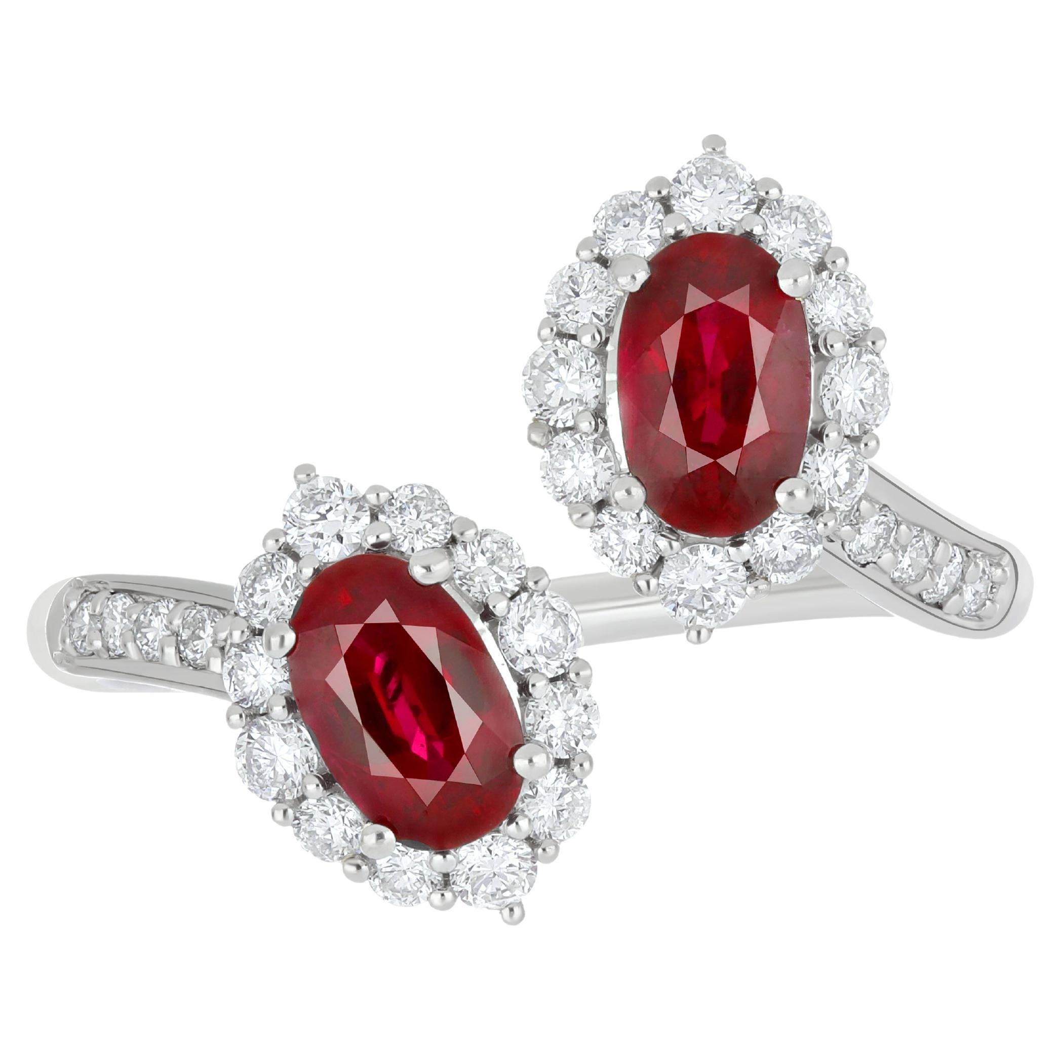 For Sale:  Ruby Mozambique and Diamond Ring 18 Karat White Gold