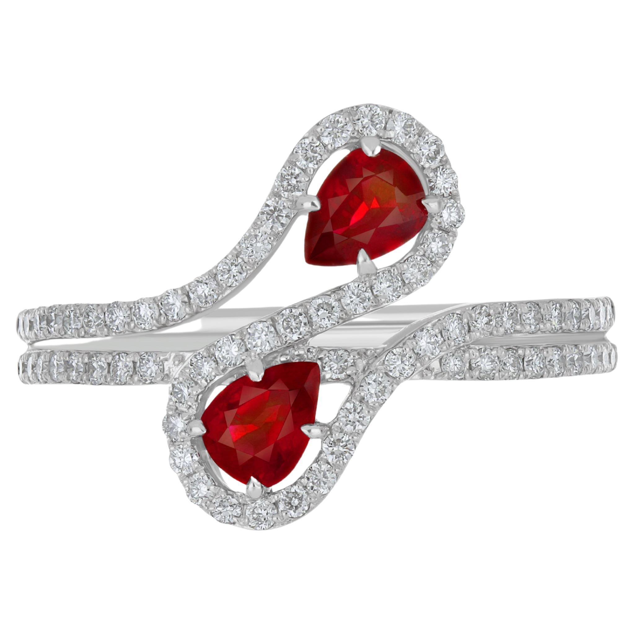 For Sale:  Ruby Mozambique and Diamond Ring 18 Karat White Gold Jewelry Handcraft Ring