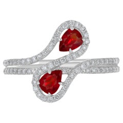 Ruby Mozambique and Diamond Ring 18 Karat White Gold Jewelry Handcraft Ring