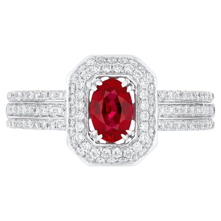 Ruby Mozambique and Diamond Ring 18 Karat White Gold For Sale at 1stDibs