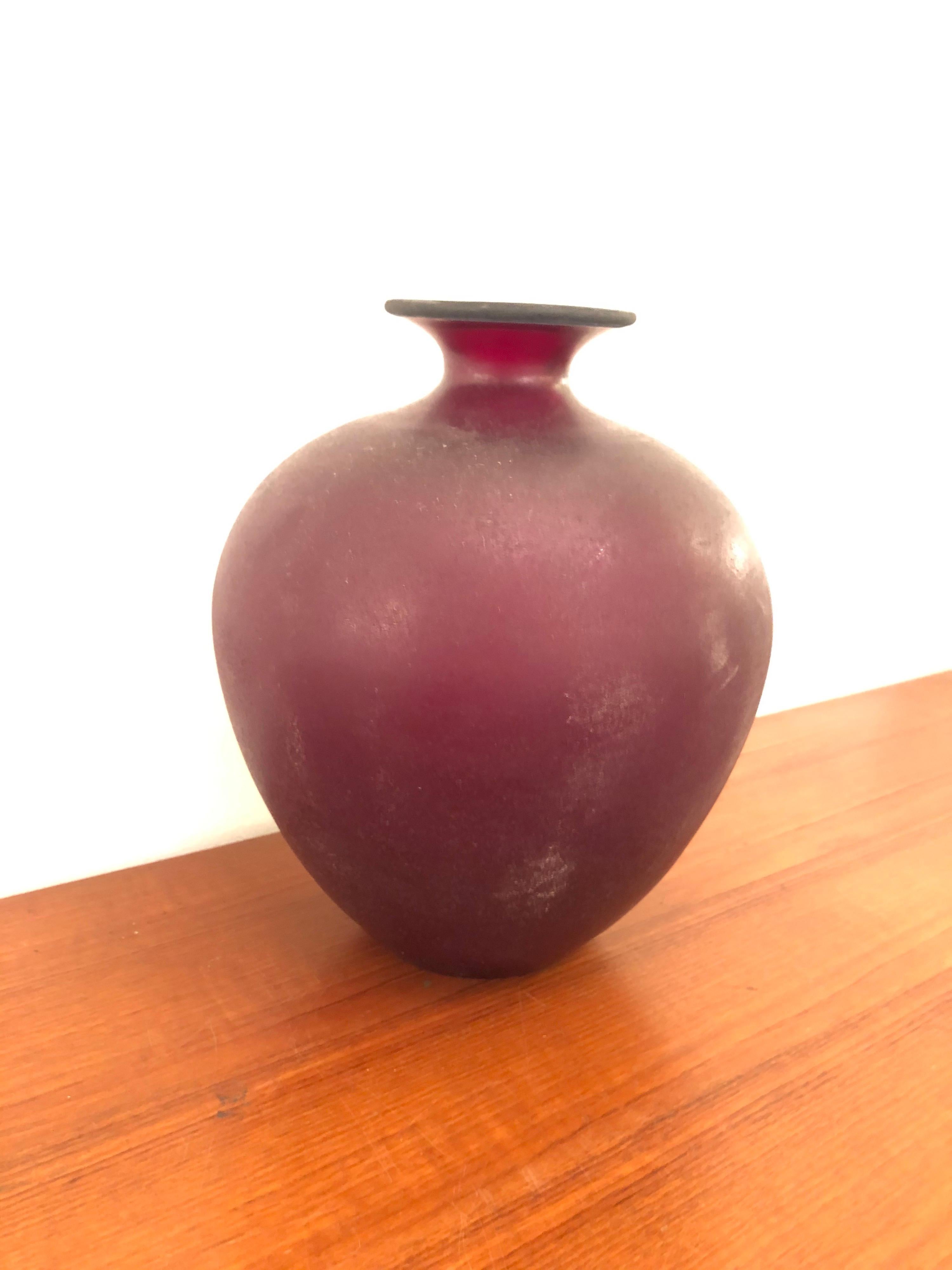 Italian Ruby Murano Glass Vase by Linea Padovan For Sale