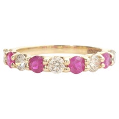 Ruby Natural Diamond Eternity Stacking Band in 14k Solid Gold (Certified)