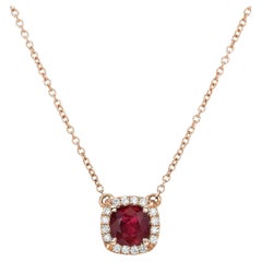 Ruby Necklace 0.94 Carat Cushion
