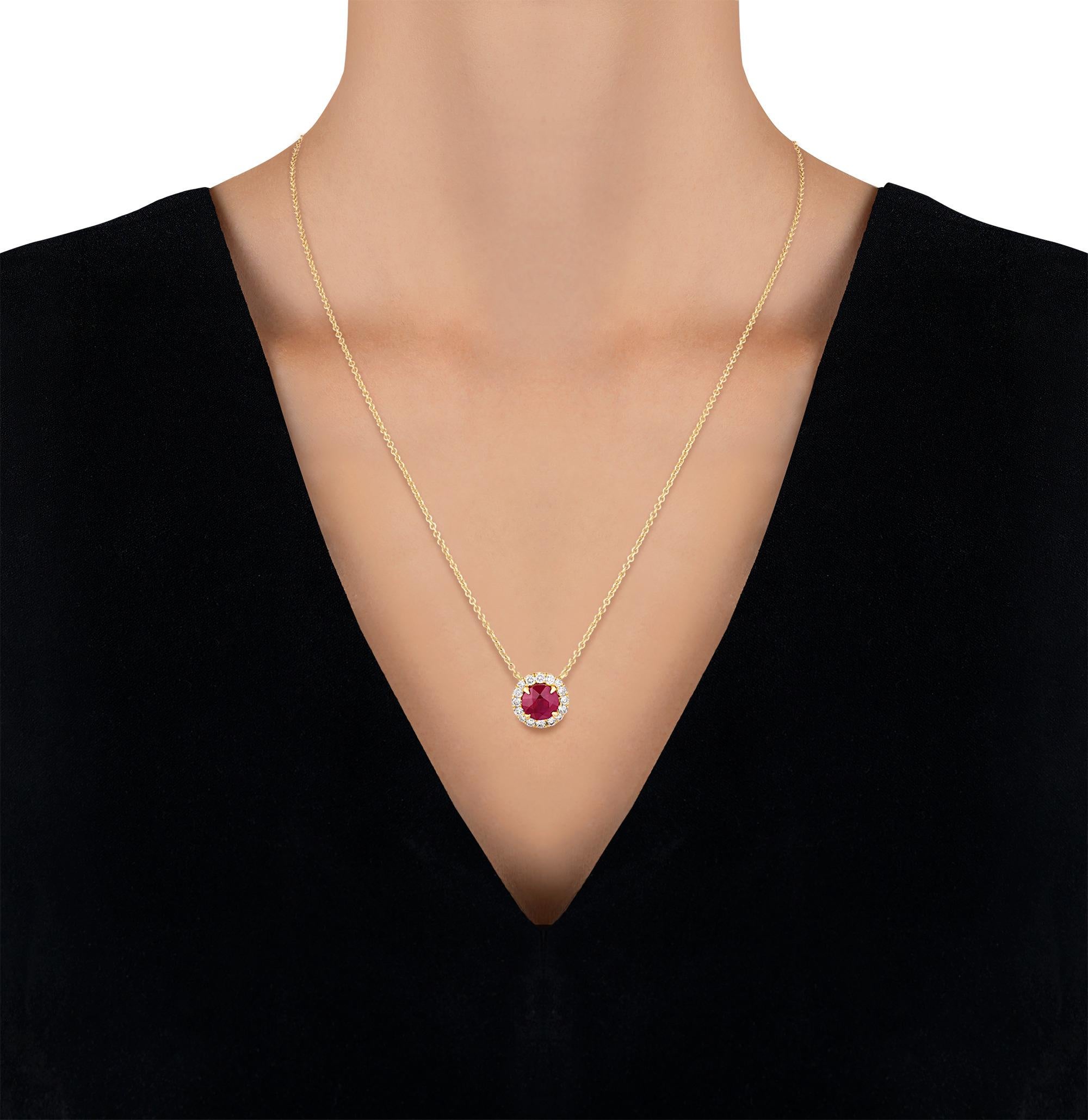 Ruby Necklace, 1.36 Carats In Excellent Condition For Sale In New Orleans, LA