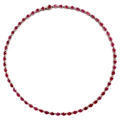 Used Ruby Necklace Choker in 18 Carat 18 Karat Gold 60 Rubies 25 Carats and Diamonds
