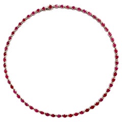 Collier Rubis Choker en Or 18 Carat 18 KT 60 Rubis 25 carats et Diamants