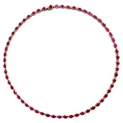 Collier Rubis Choker en Or 18 Carat 18 KT 60 Rubis 25 carats et Diamants