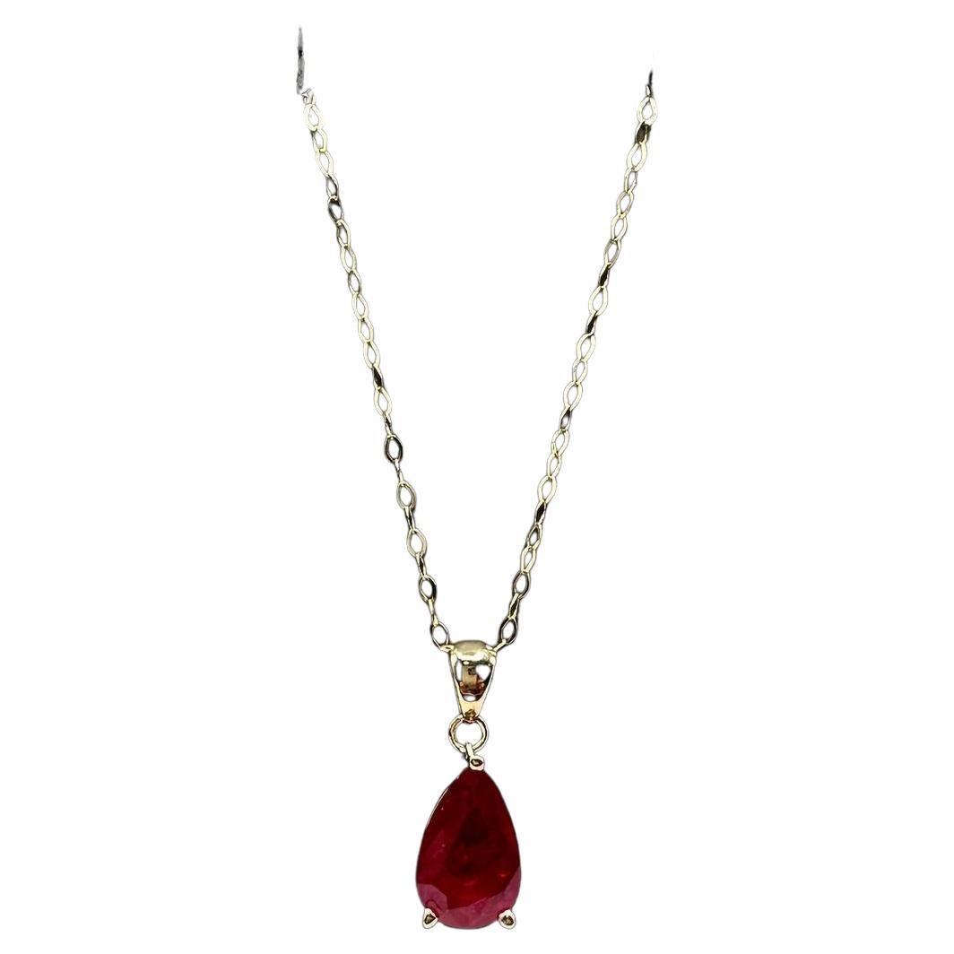 Collana di rubini in oro giallo 14kt - 1,97ct, 18in, New