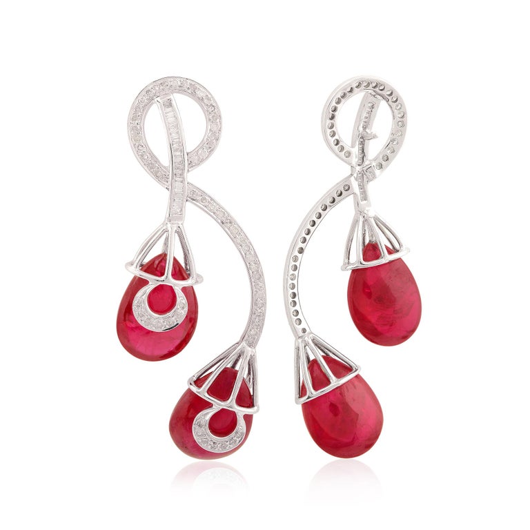 Ruby Necklace Pave Diamond Earrings 18 Karat Gold Ring Silver Fine