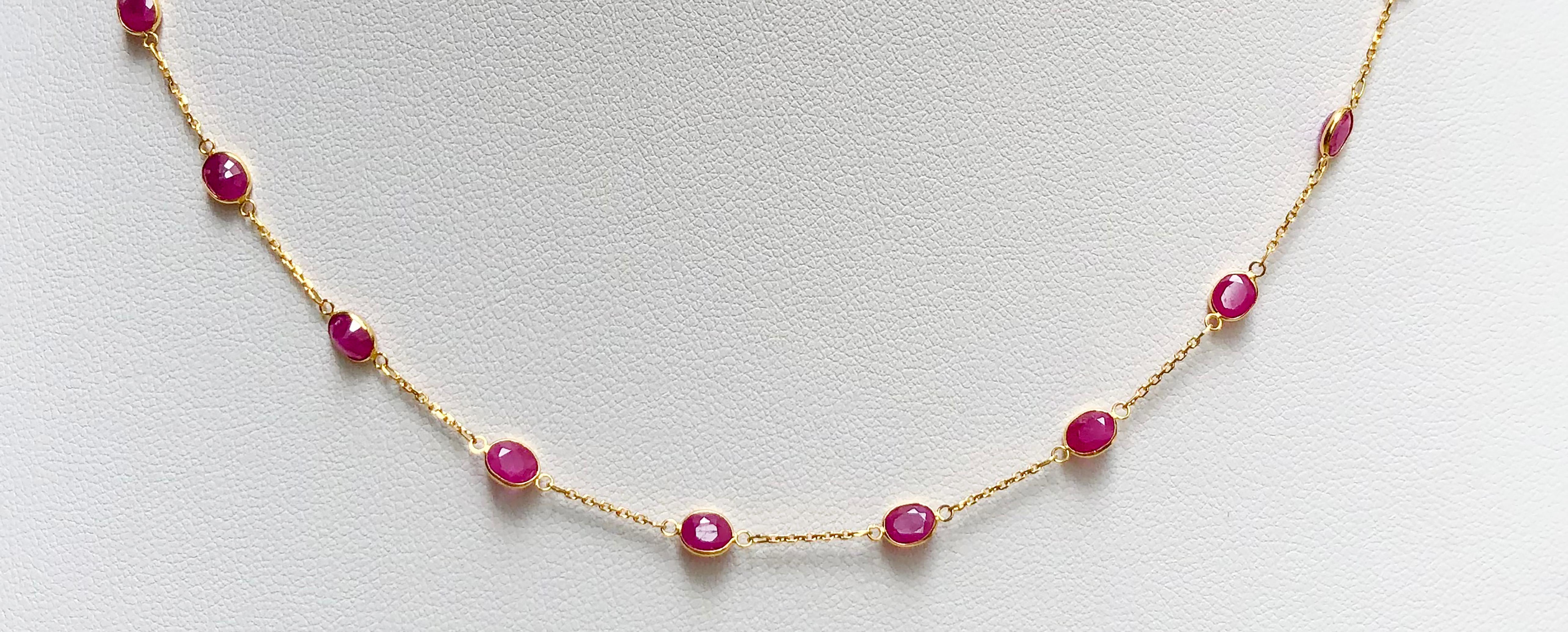 Contemporary Ruby Necklace Set in 18 Karat Gold Settings