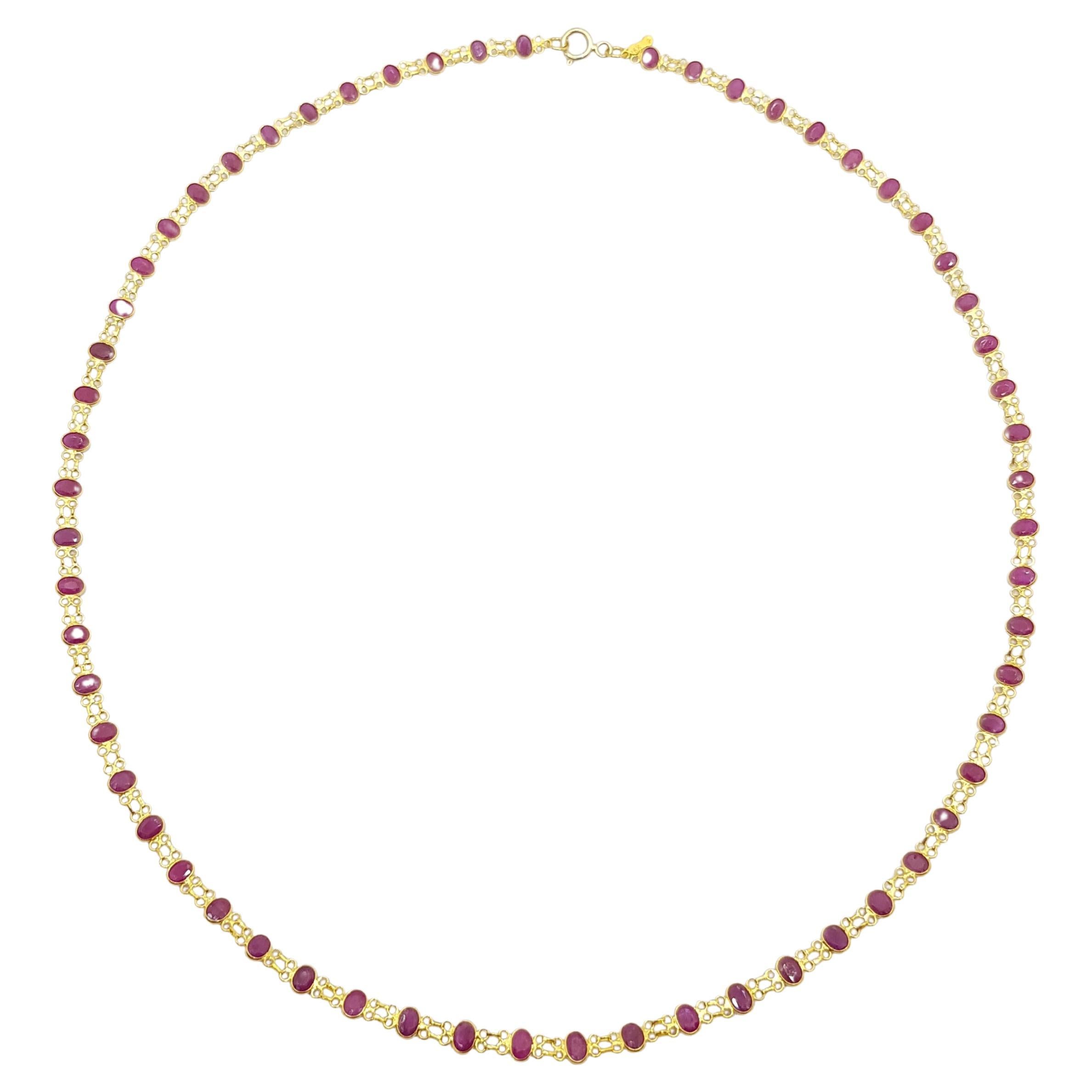 Ruby Necklace Set in 18 Karat Gold Settings For Sale