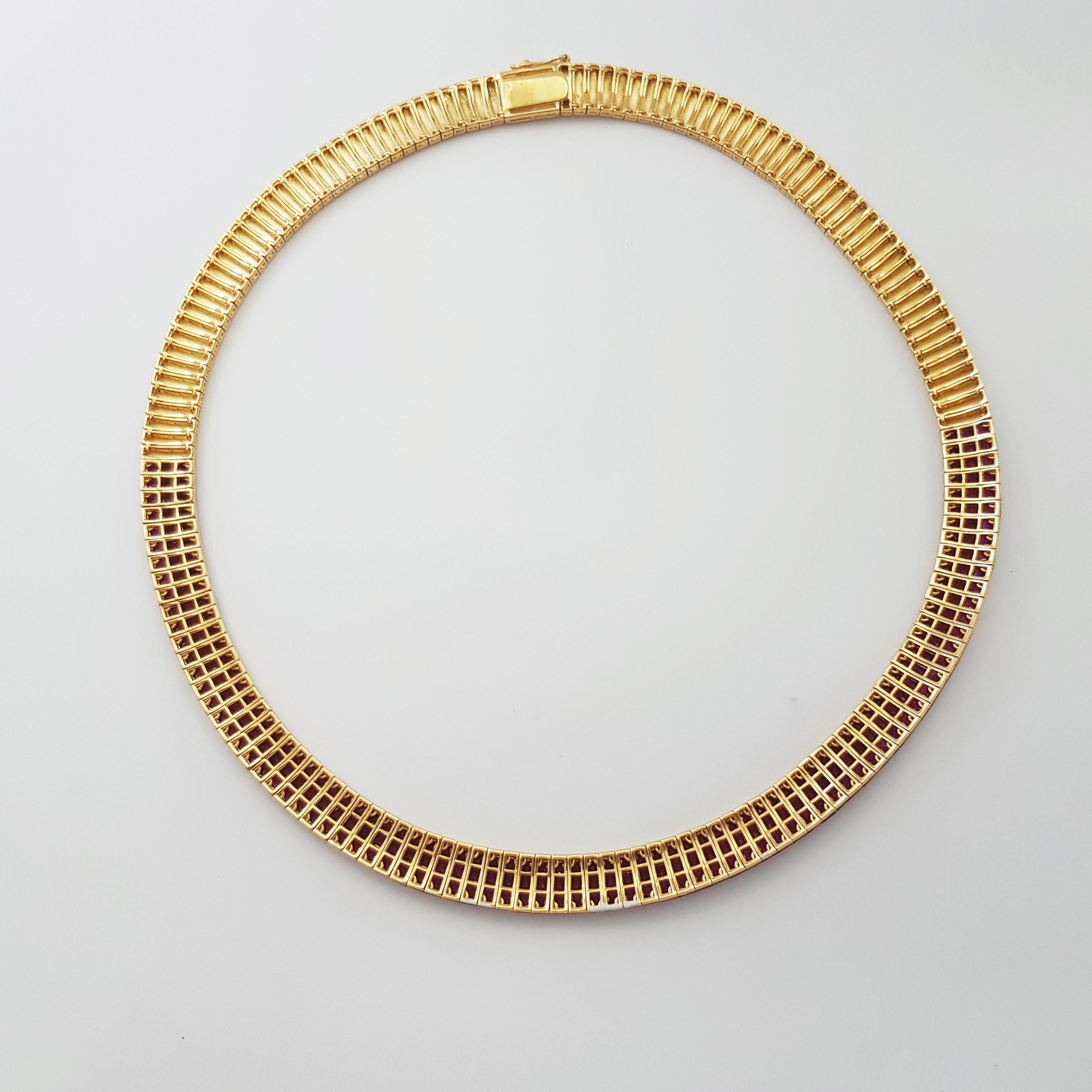 Collier de rubis serti dans des montures en or 18K Pour femmes en vente