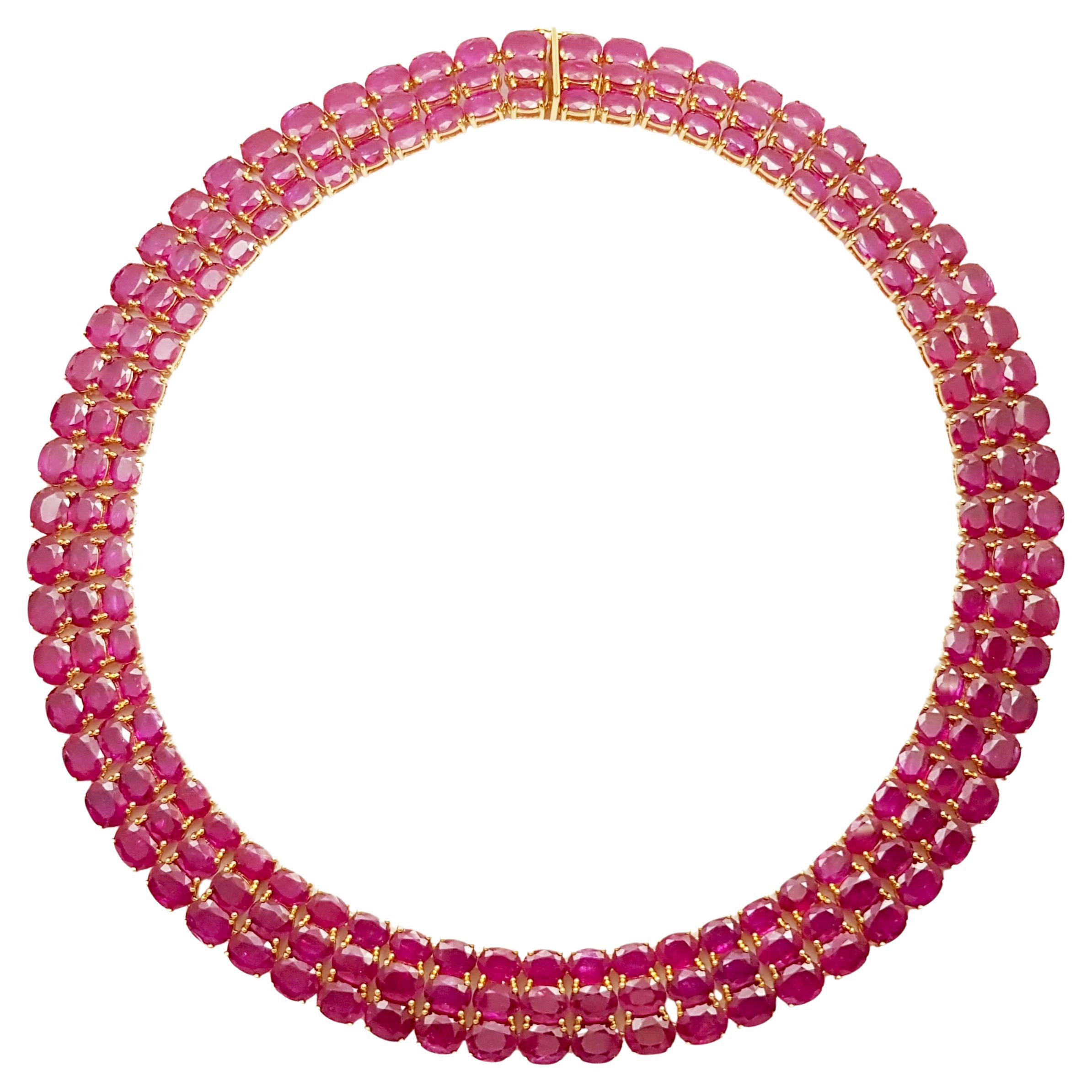 Ruby Necklace set in 18K Gold Settings