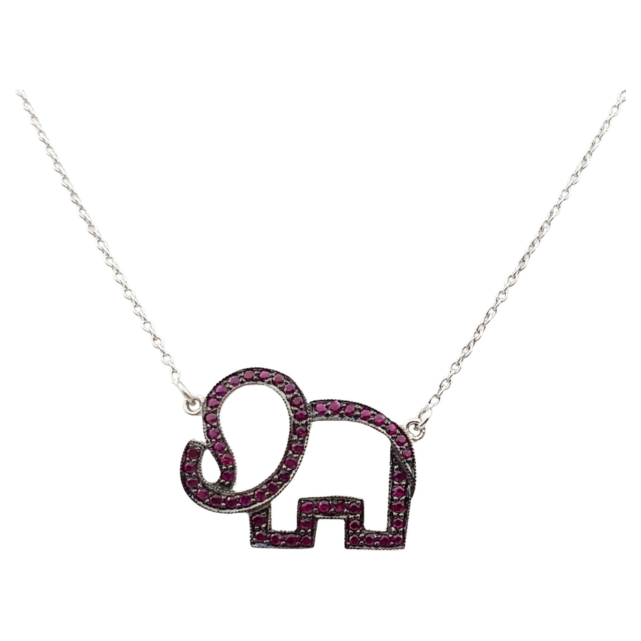Ruby Elephant Necklace set in Silver Settings For Sale