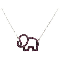 Ruby Elephant Necklace set in Silver Settings