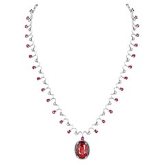 Ruby Necklace with Diamonds in 18 & 14K Gold