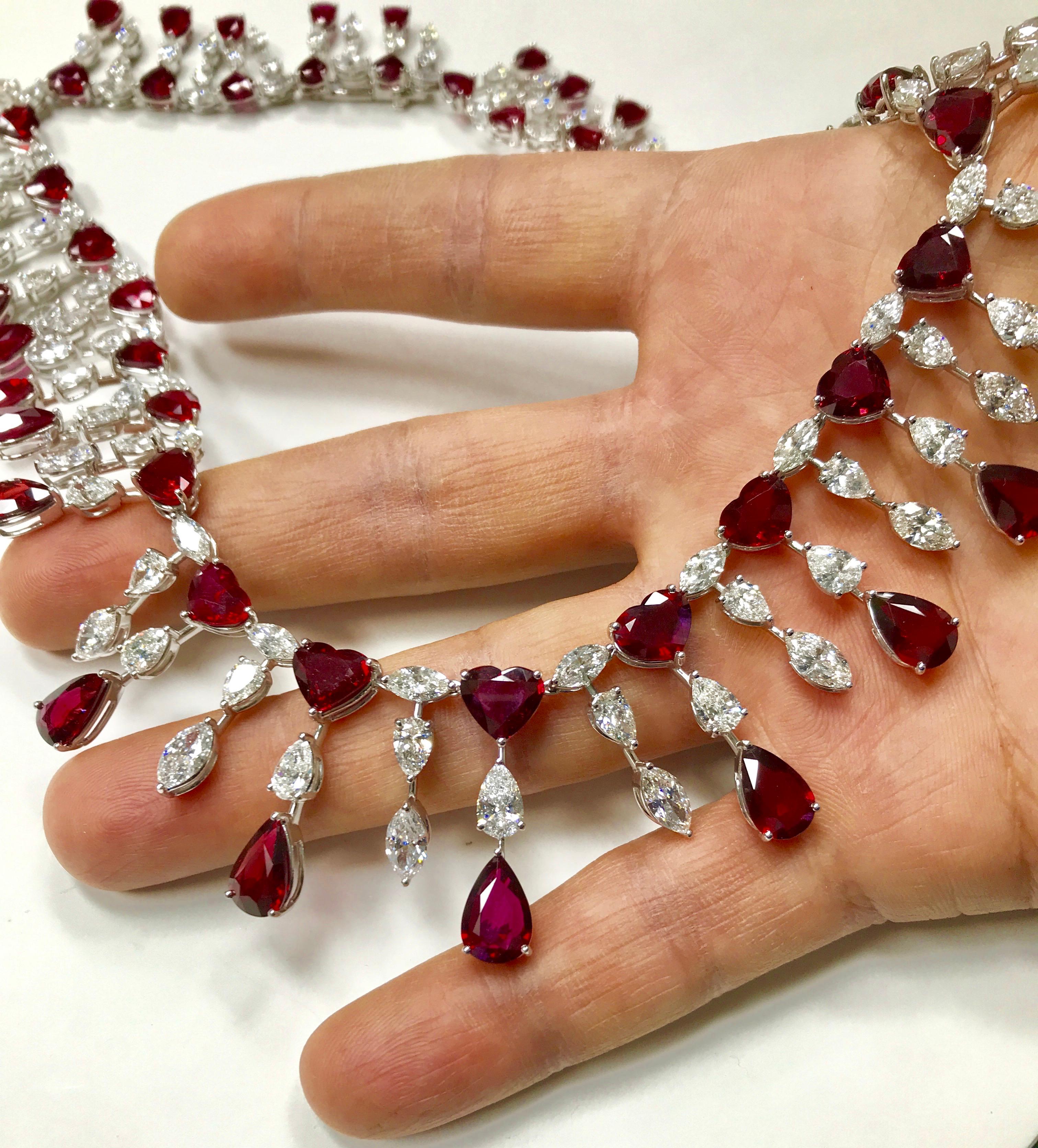 ruby diamond necklace set