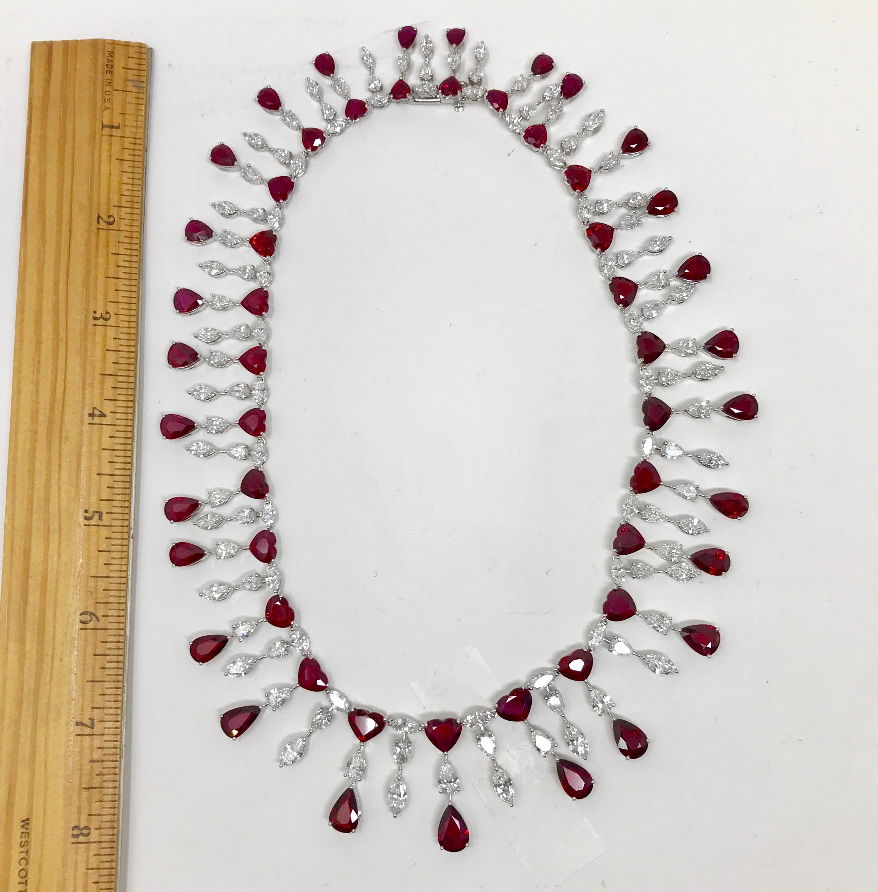 diamond ruby earrings and necklace set