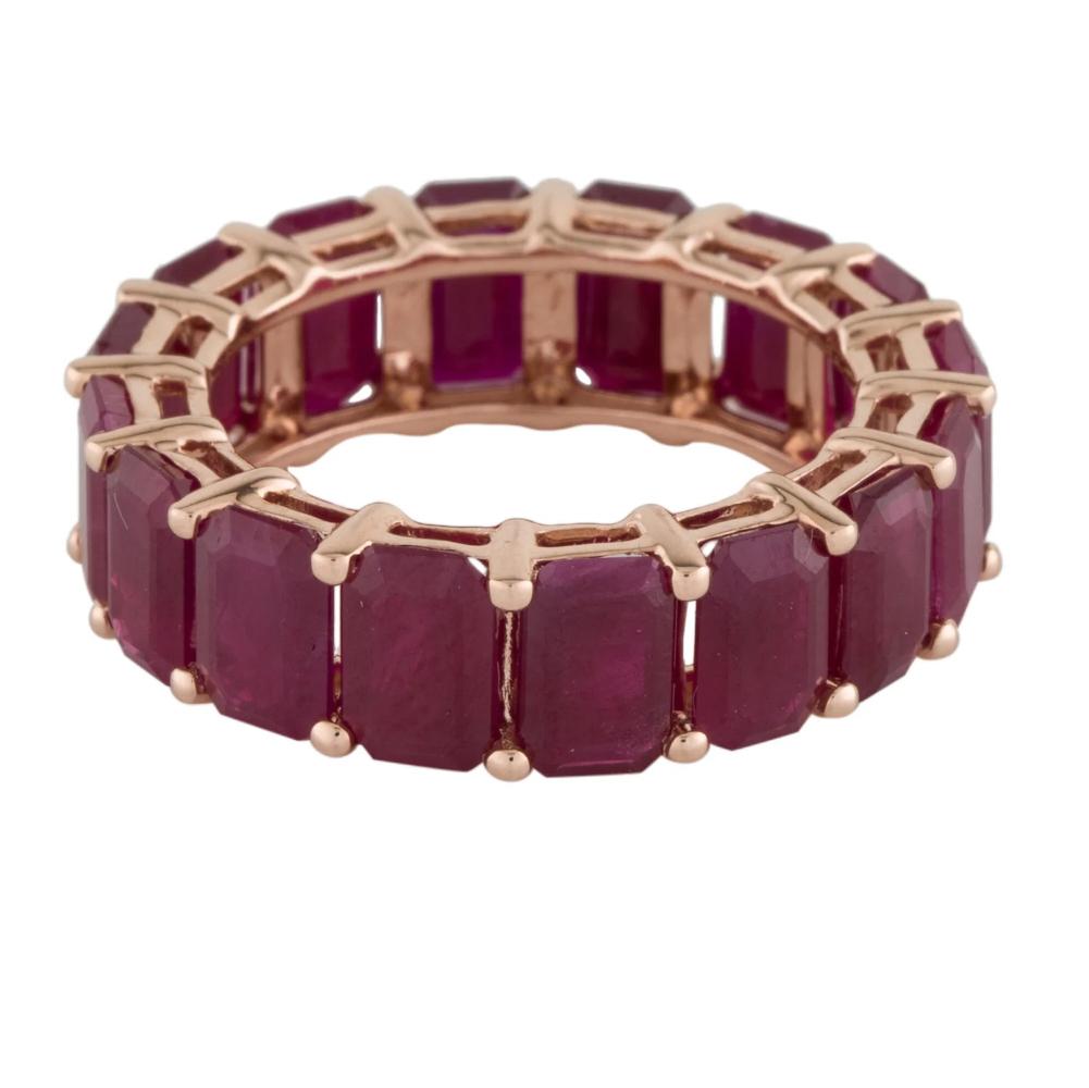 Octagon Cut Ruby Octagon Ring in 14K Gold For Sale