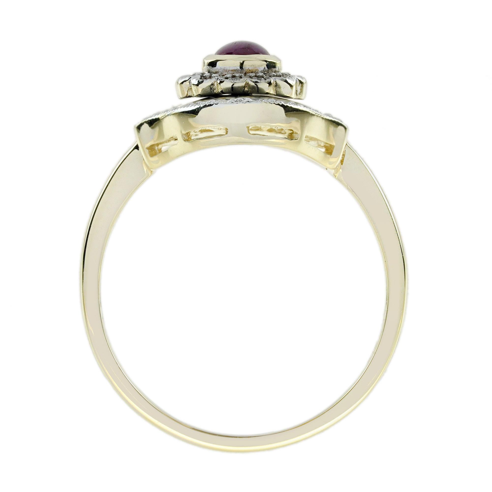 Women's Ruby Onyx and Diamond Art Deco Style Dinner Ring in 14K Yellow Gold For Sale