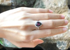 Ruby, Onyx and Diamond Ring Set in 18 Karat White Gold Settings