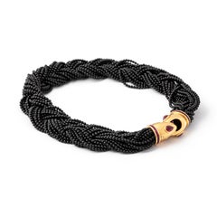 Ruby Onyx Bead Yellow Gold 18K Necklace