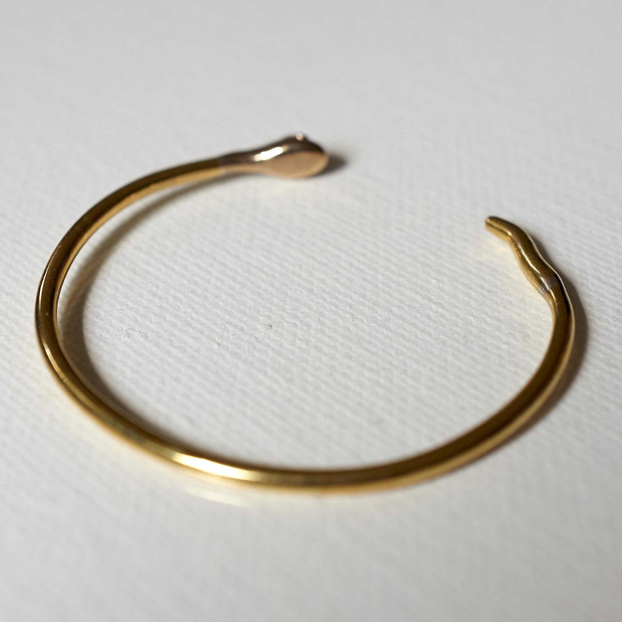 Round Cut Ruby Opal Snake Bronze Brass Bracelet Bangle J Dauphin