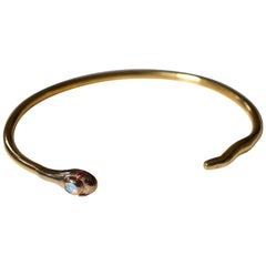 Ruby Opal Snake Bronze Brass Bracelet Bangle J Dauphin